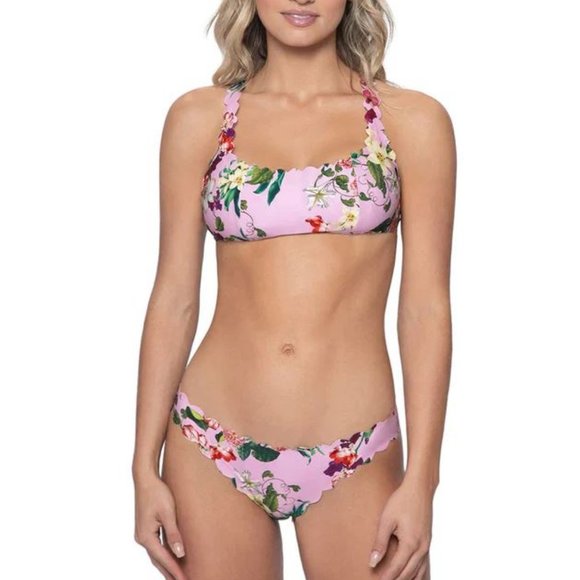 NWT PQ Swim Summer Hibiscus Reversible Seamless Wave Teeny Bottom SIZE VARIOUS - Picture 1 of 4